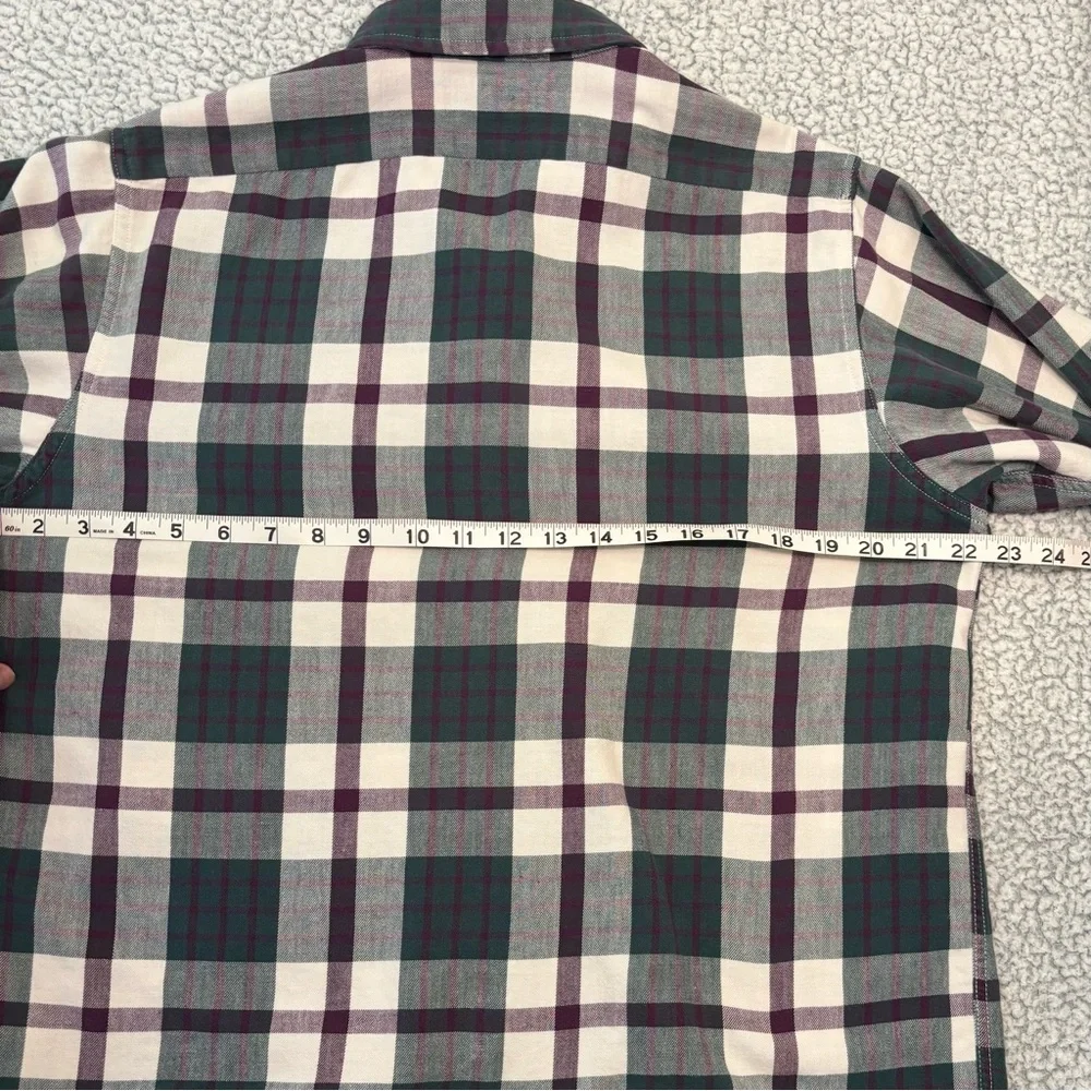 VTG L.L. Bean USA Classic Flannel Shirt, Women Sz M Plaid Green Plum, Midweight - Picture 10 of 12